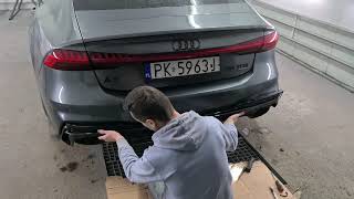 Audi A7 C8 2018 55 Tfsi With Rs Exhaust Installation Diffuser From Audi S7 Painted Glossy Black