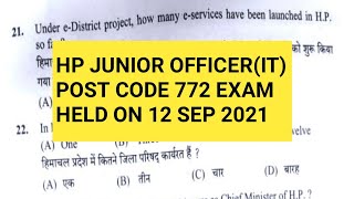 HPSSC JUNIOR OFFICER(IT) 772 EXAM HELD ON 12 SEPTEMBER 2021