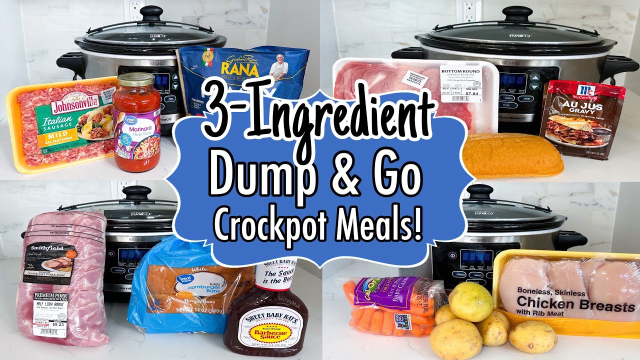 6 Cheap & EASY Dump and Go Crockpot Meals, TASTY 3-Ingredient Slow Cooker  Recipes