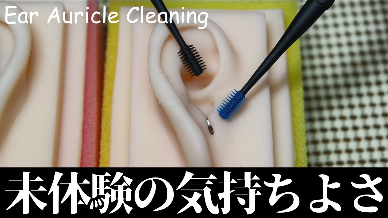 ASMR 溝まで丁寧にゴムブラシで耳介耳かき Ear Auricle Cleaning with Brush Ear Pick