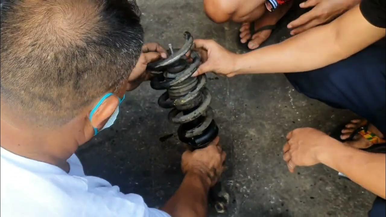 How to install Lowering spring,mitsubishi MONTERO 2013 - YouTube
