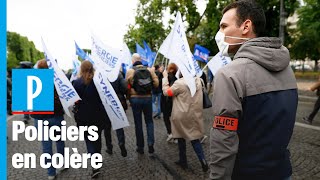 Paris : les policiers en colère manifestent sur les Champs-Elysées