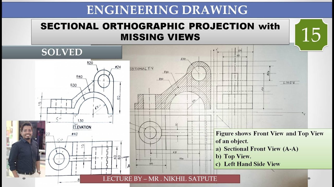 Engineering Drawing | Sectional Orthographic Projection Problem 15 ...