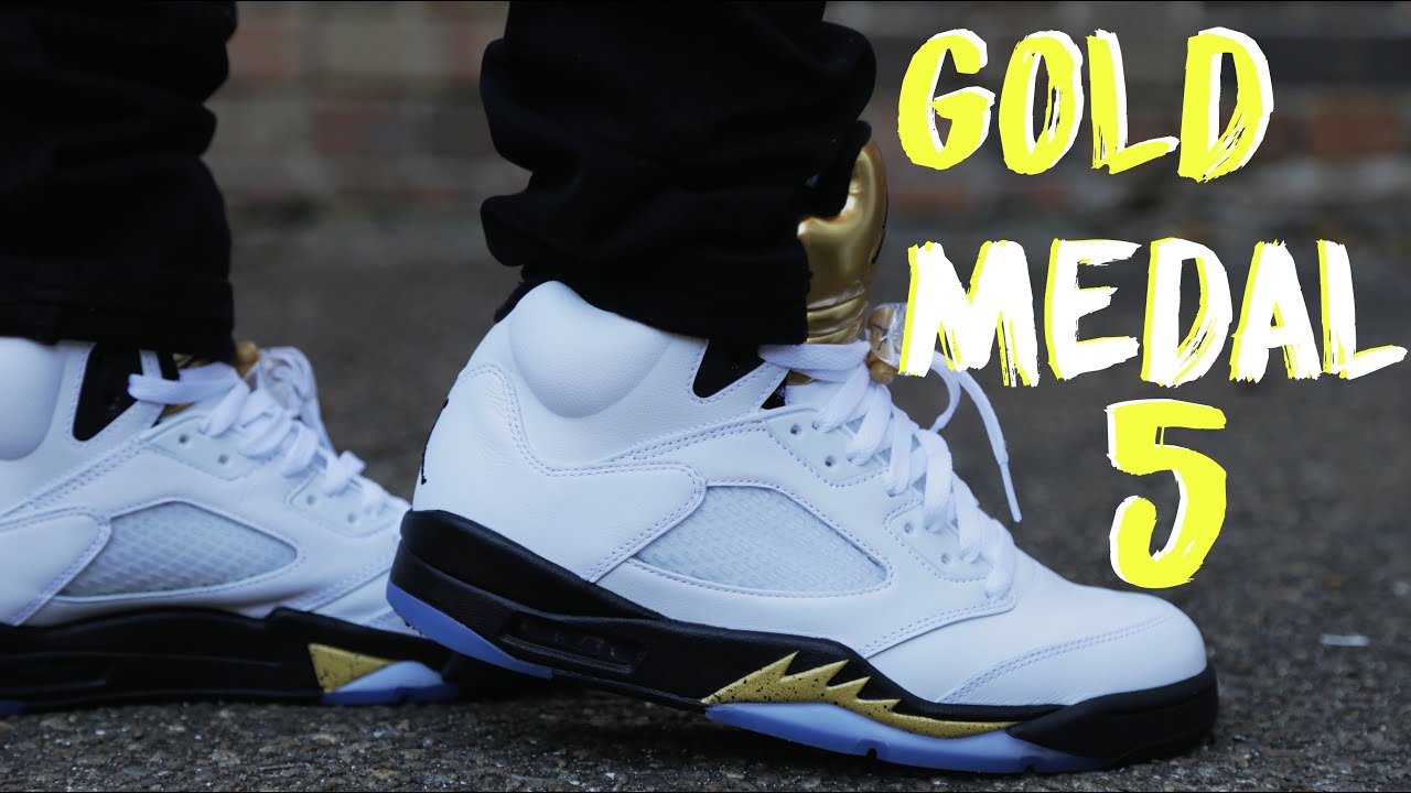 jordan 5 white and gold