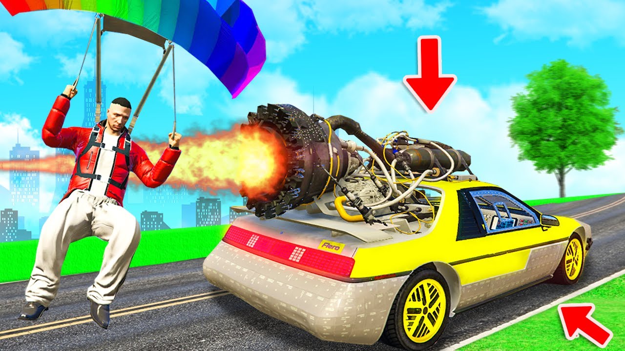 ICH FLIEGE auf ein ROCKET AUTO in GTA 5! (Fallschirm Battle)
