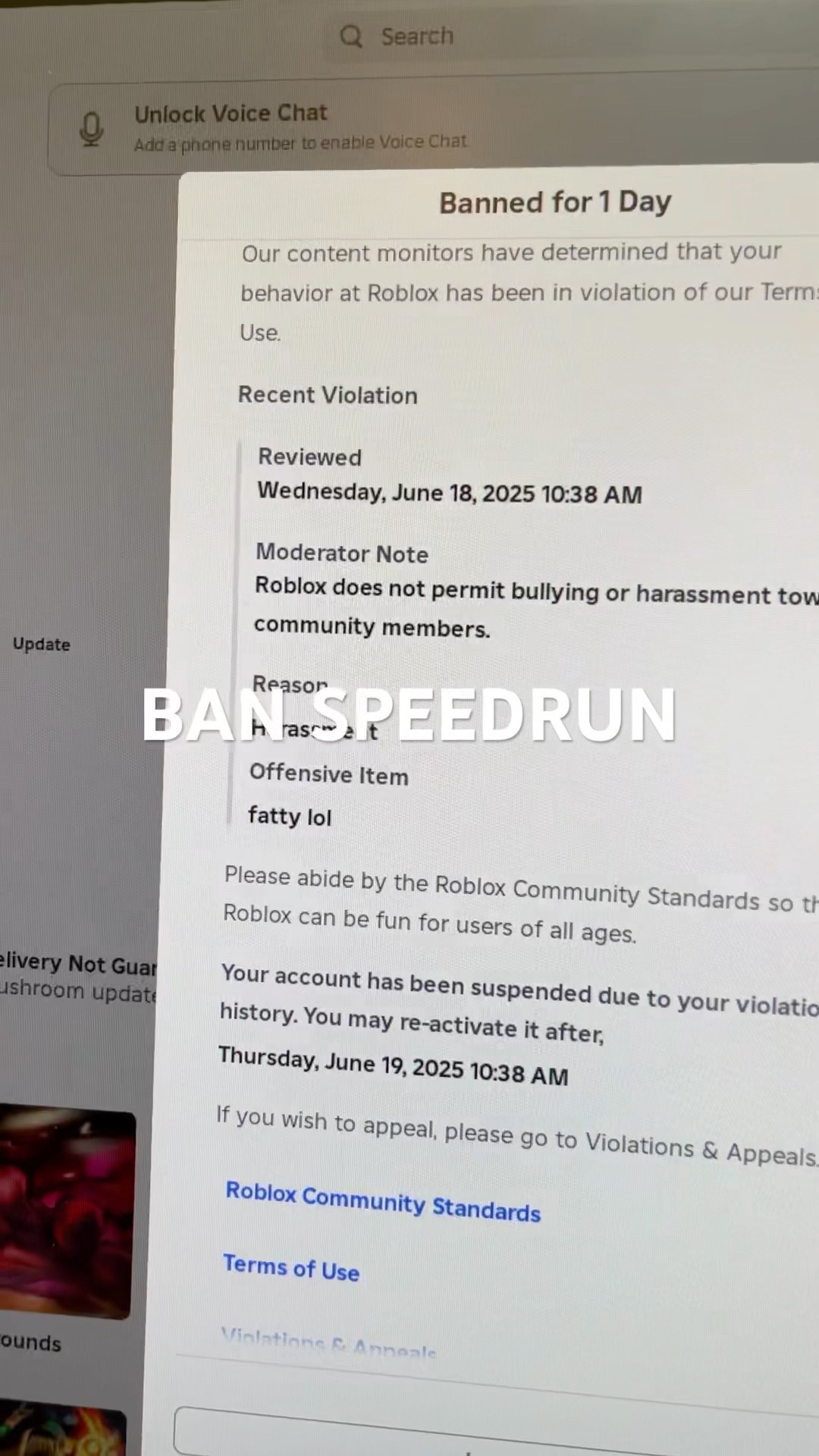 ROBLOX BAN SPEEDRUN Roblox Igotbanned YouTube Oardefault 