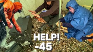 EXTREME Winter SNOW STORM -45 HELP ! FREEZING COLD WINTER CAMPING ALONE in a HOT TENT