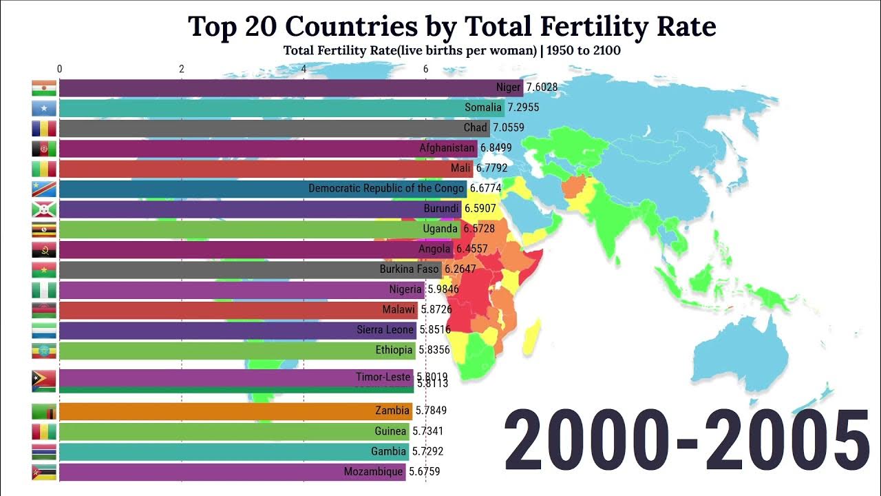Top 20 Countries by Total Fertility Rate (Updated) YouTube