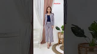 Blazer Kerja Kantor Wanita Gaya Korea Cantik Corak Salur - Jfashion Seoyun salur