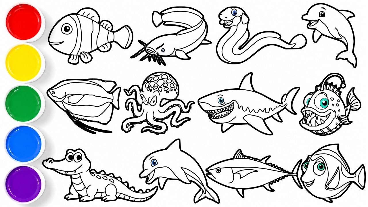 Ver How to Draw Sea Animals in Minutes! Clownfish, Catfish, Eel, Dolpgin, Grouper, Octopus, Shark & more no YouTube Ver How to Draw Sea Animals in Minutes! Clownfish, Catfish, Eel, Dolpgin, Grouper, Octopus, Shark & more no YouTube