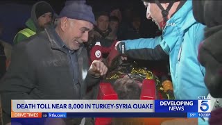 Death tolls nears 8,000 after massive quake in Turkey-Syria