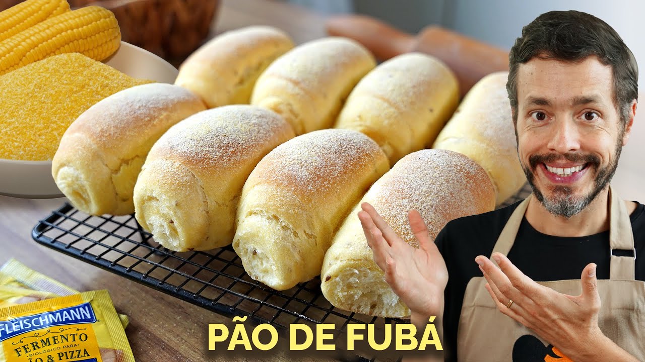 PÃOZINHO DE FUBÁ - Receita fácil de pão fofinho com miolo macio