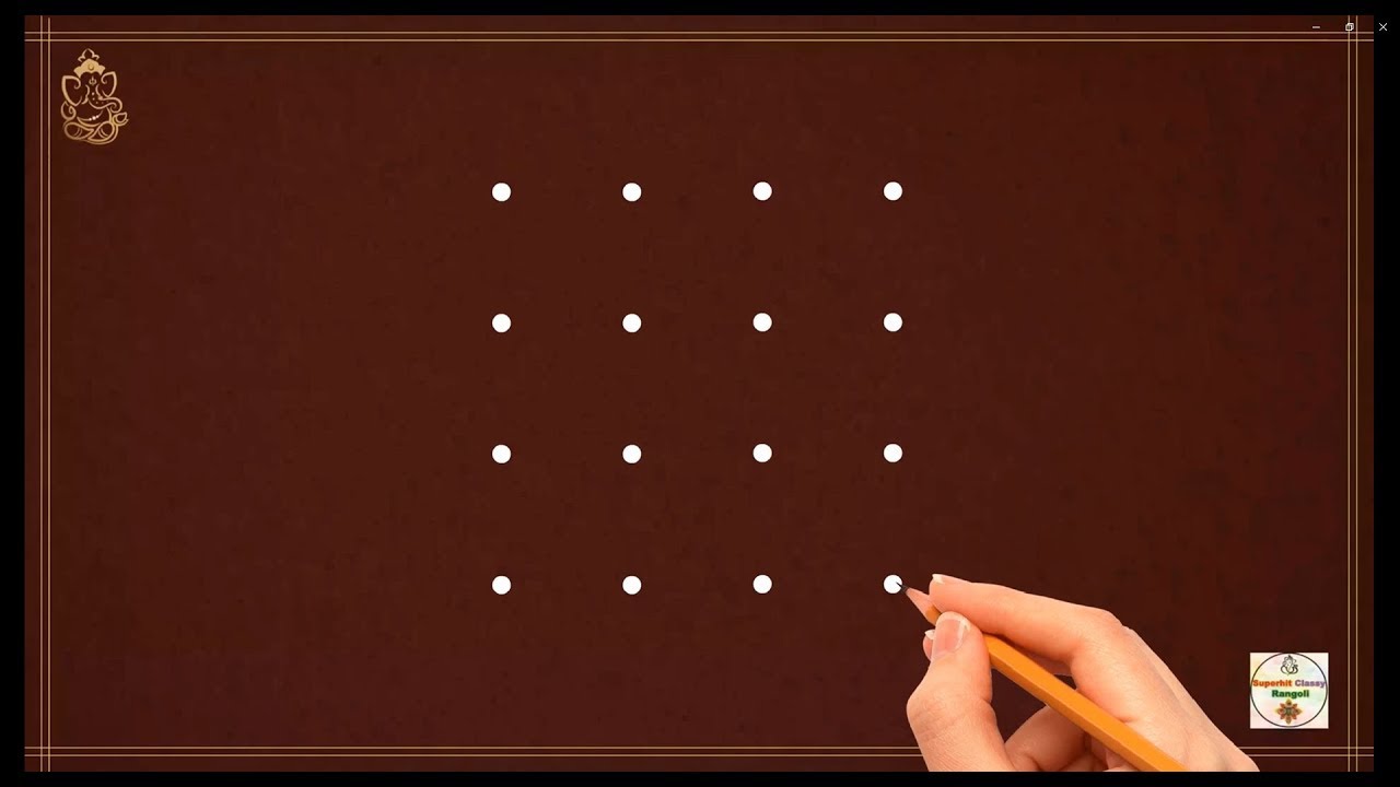 4x4 dots rangoli for beginners, simple rangoli design, rangoli step by ...
