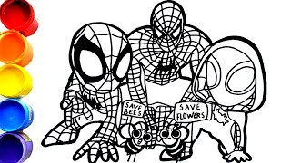🔴🔴  How to draw to Marvel's Spidey and his Amazing Friends and Spider man HELPING BEES 🌺🌻
