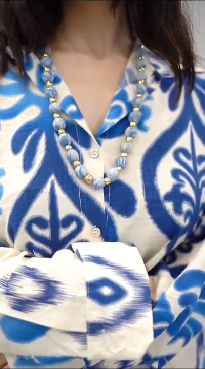 White & blue crepe fabric co-ord. Fall collection. #fashionstyle #onlineshopping #mberzariyah #crepe