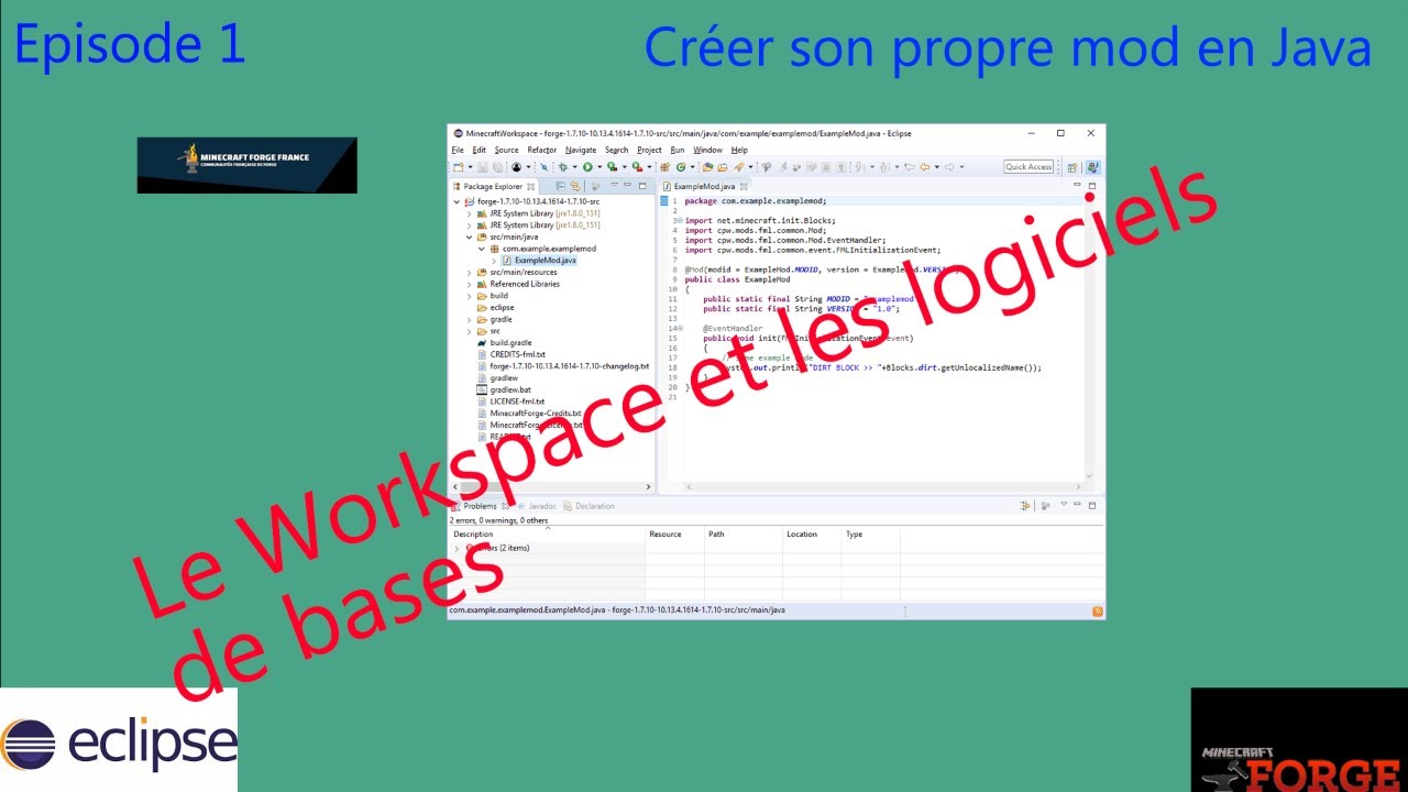 Créer un mod sur minecraft #1 | le Workspace et les logiciels ...