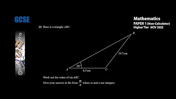 P1 Q22 Sine or Cosine Rule Edexcel GCSE Nov 2022