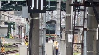 【4K高画質】【E231系S-11編成5両  OM入場回送（半更新）】OM構内に到着したE231系1000番台ｺﾂS-11編成がパンタグラフを下げて電源を落とすシーン（回8859M）2023.6.6