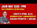 JAIIB-PPB MAY 2026 - Get 2 Marks in 10 Min Video: Exam Points PML Act (Beneficial Owner) with MCQs