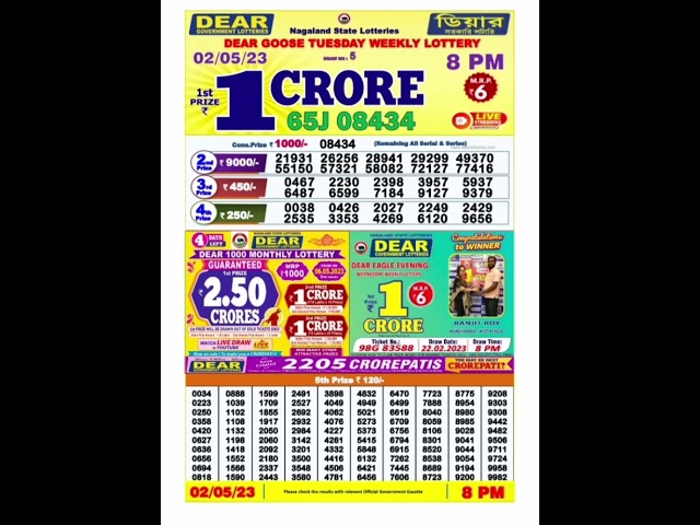 🔴 Lottery Sambad Live 08:00pm 02/05/23 Evening Nagaland State Dear Lottery Result Pdf Download class=