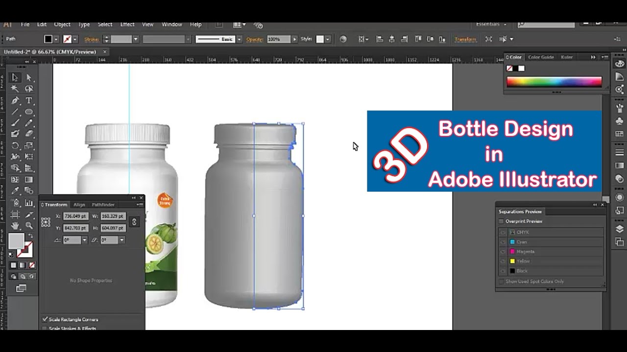 How to create 3D bottle in Adobe Illustrator| Adobe ...