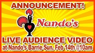 ANNOUNCEMENT! Wing Roulette Challenge LIVE AUDIENCE at ♥ Nando's ♥ Details