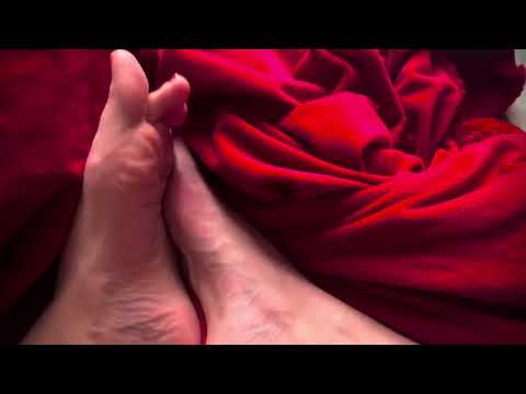 ASMR bare feet in red fabric music relaxing thumbnail