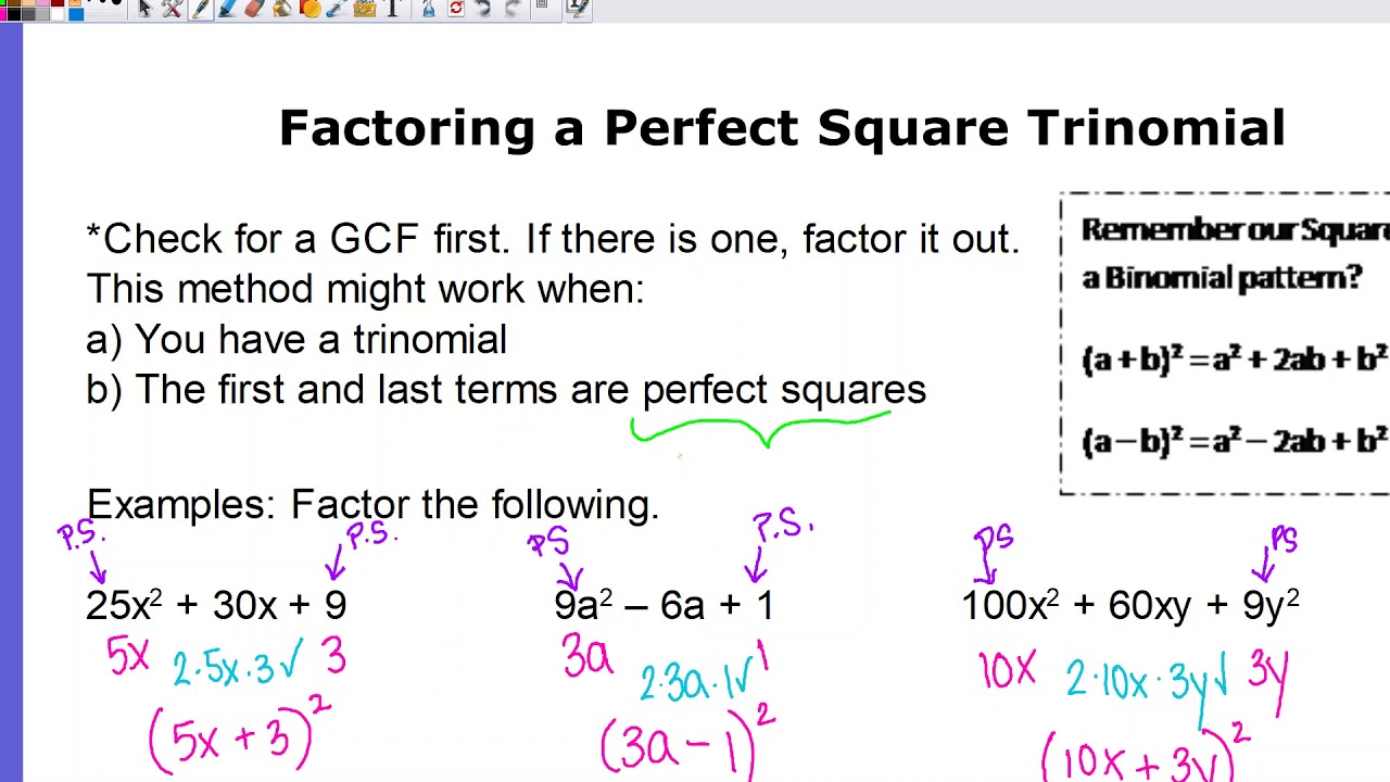 Algebra - Factoring Special Cases - YouTube