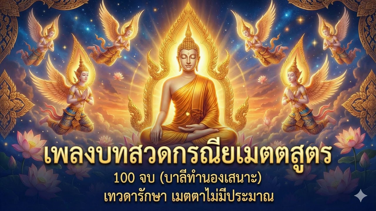 เพลงบทสวดกรณียเมตตสูตร 100 จบ (บาลีทำนองเสนาะ) เสียงสวรรค์ เทวดารักษา เมตตาไม่มีประมาณ #100จบ