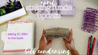 Bill Condensing + UnStuffing Bills Binder| Taking $1,300+ to the Bank | April Sinking Funds Update