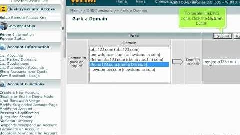 How to park a domain in WHM 11 (web host manager) - whm 11 video tutorials
