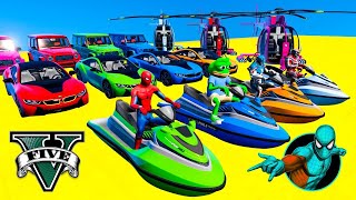 GTA V Epic New Stunt Race For Car Racing Challenge By Spiderman With Amazing Car Planes and Boats