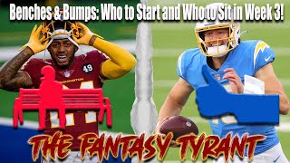 Benches & Bumps: Who To Start for Fantasy in Week 3 So You Can Win Big Money!