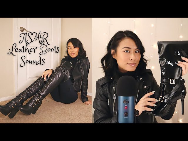 ASMR Leather Sounds | Tapping & Scratching Leather Boots | Whispering