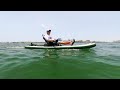 Inflatable SUP Kayak with Electric Fin and DIY Rudder System. Electric Kayak Motor for Fishing.