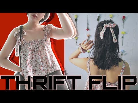 Thift flip - Ruffled tie straps top | May áo hai dây buộc nơ từ đồ cũ With Mi Ngan | Foci