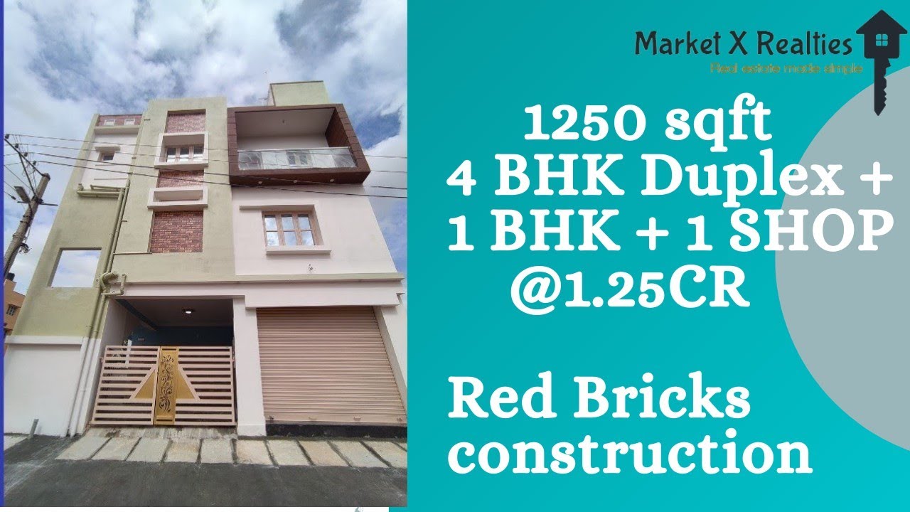 Duplex house for sale in Bangalore 4 BHK Duplex + 1 BHK with Shop 1.25 CR North Bangalore