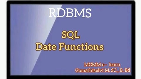 Date Functions in SQL... tamil