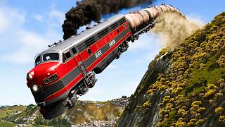 Trains vs Cliff #6 and Cars vs Rails - BeamNG Drive screenshot 2
