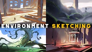 4 Environment Sketches: Full Painting Process