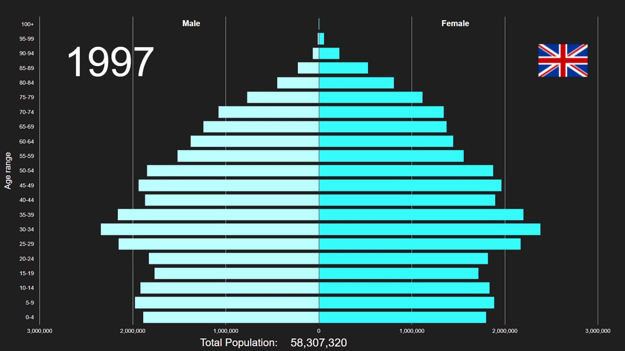 UK Population Pyramid 19502100 YouTube