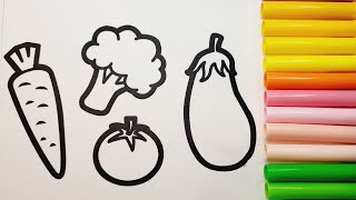Fruits And Vegetables Coloring Books For Kids#coloringpages #drawingforbeginners