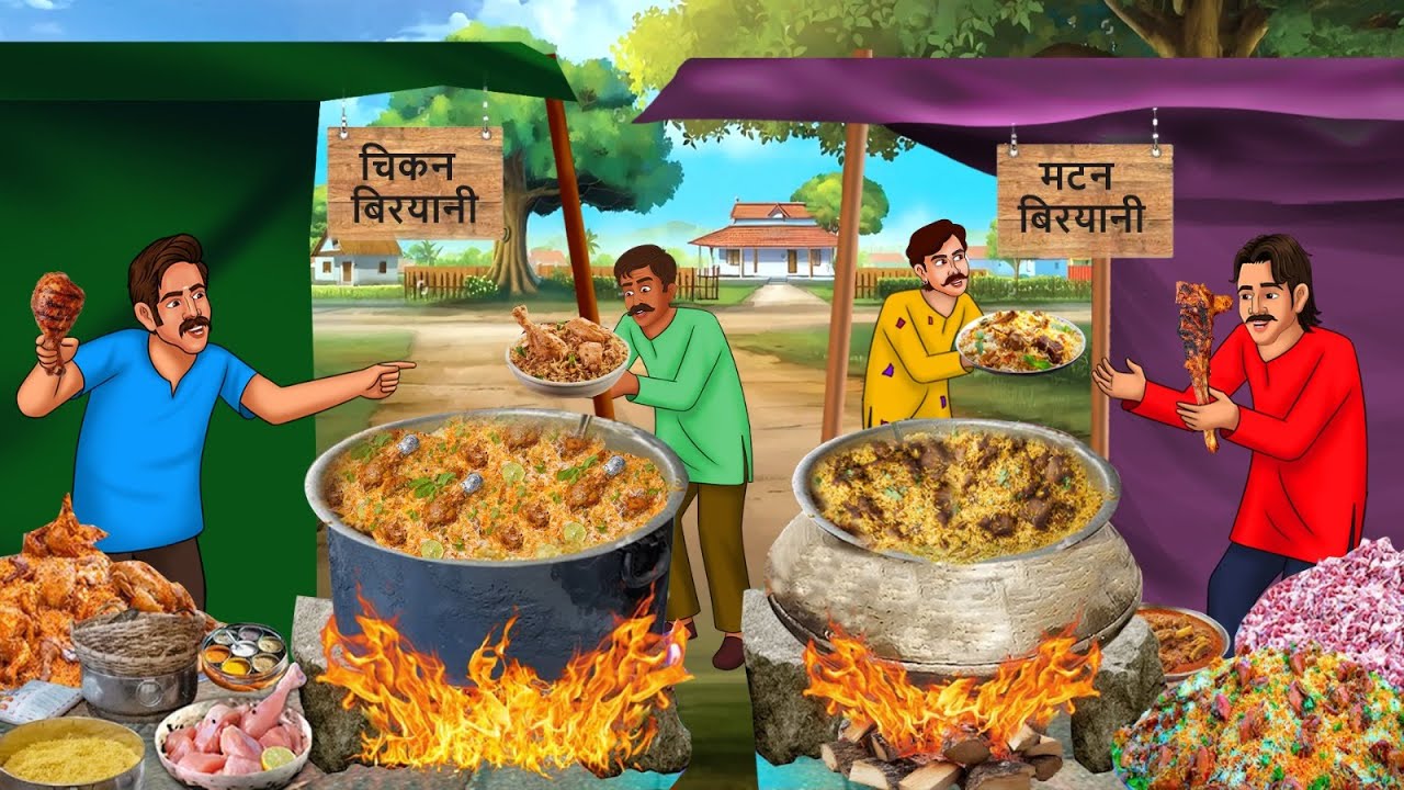 चिकन बिरयानी बनाम मटन बिरयानी वाला | Hindi Kahani | cartoon story | Hindi Story | New Hindi Kahaniya