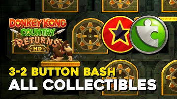 Donkey Kong Country Returns HD 3-2 Button Bash All Collectibles (All Letters & Puzzle Pieces)