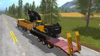 Volvo Excavator on a Trailer | Extraction and Transport in a Gravel Pit | Koparki