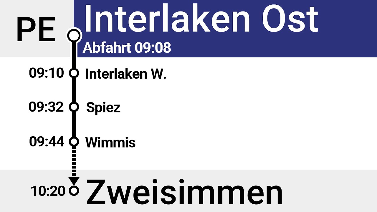 BLS Ansagen » PE Interlaken Ost — Zweisimmen | Ersatzzug GoldenPassExpress | SLBahnen
