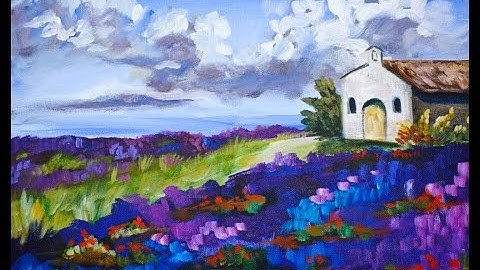 Lavender Field Landscape Step by Step Acrylic Painting on Canvas for Beginners | TheArtSherpa
