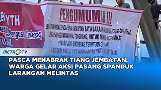 Pasca Menabrak Tiang Jembatan, Warga Batanghari Jambi Gelar Aksi Pasang Spanduk Larangan Melintas