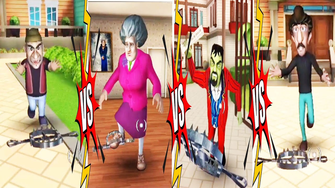 Scary Teacher 3D VS Scary Stranger 3D Vs Scary Robber Traps Vs Enemies