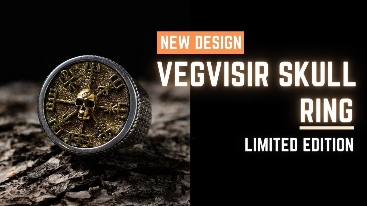 925 Silver Vegvisir Skull Norse Ring - Epic Loot Shop